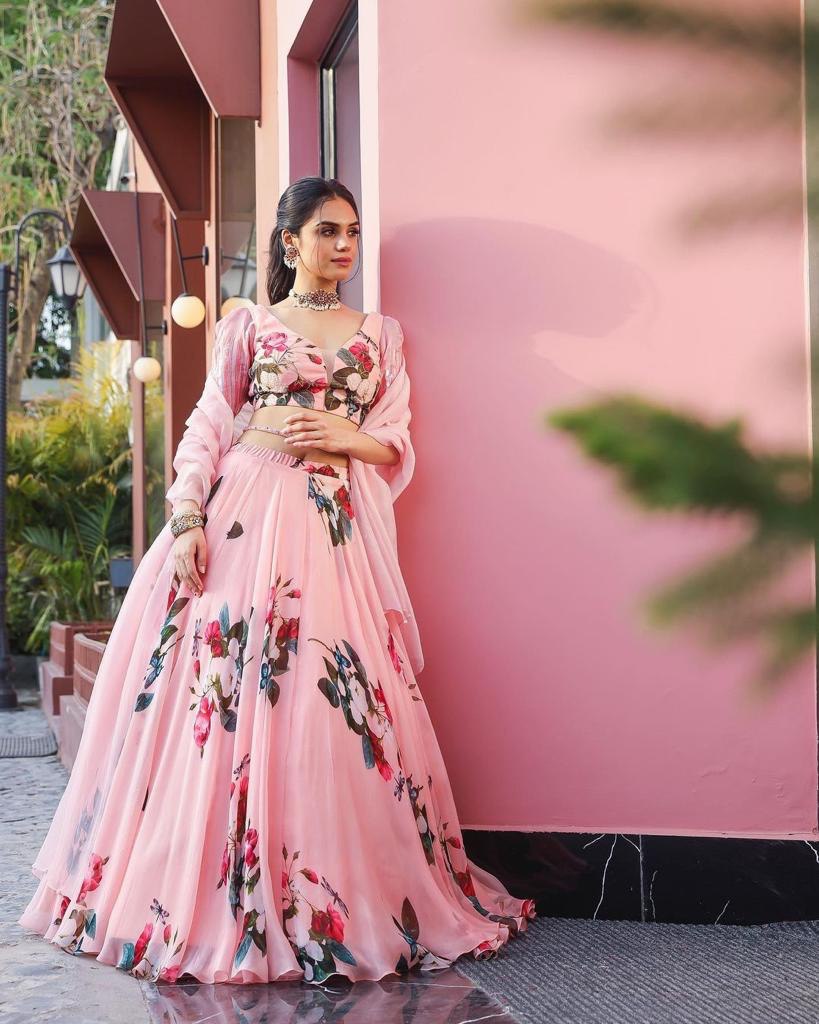 Pink Lehenga Choli In Fox Georgette With Digital Print