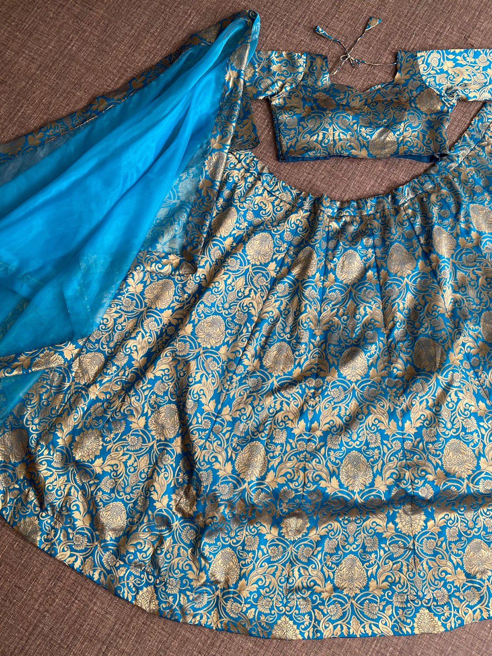 Blue Lehenga Choli In Banarasi Silk With Jacquard