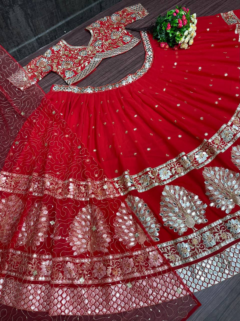 Red Lehenga Choli InFox Georgette Whit Embroidery Work