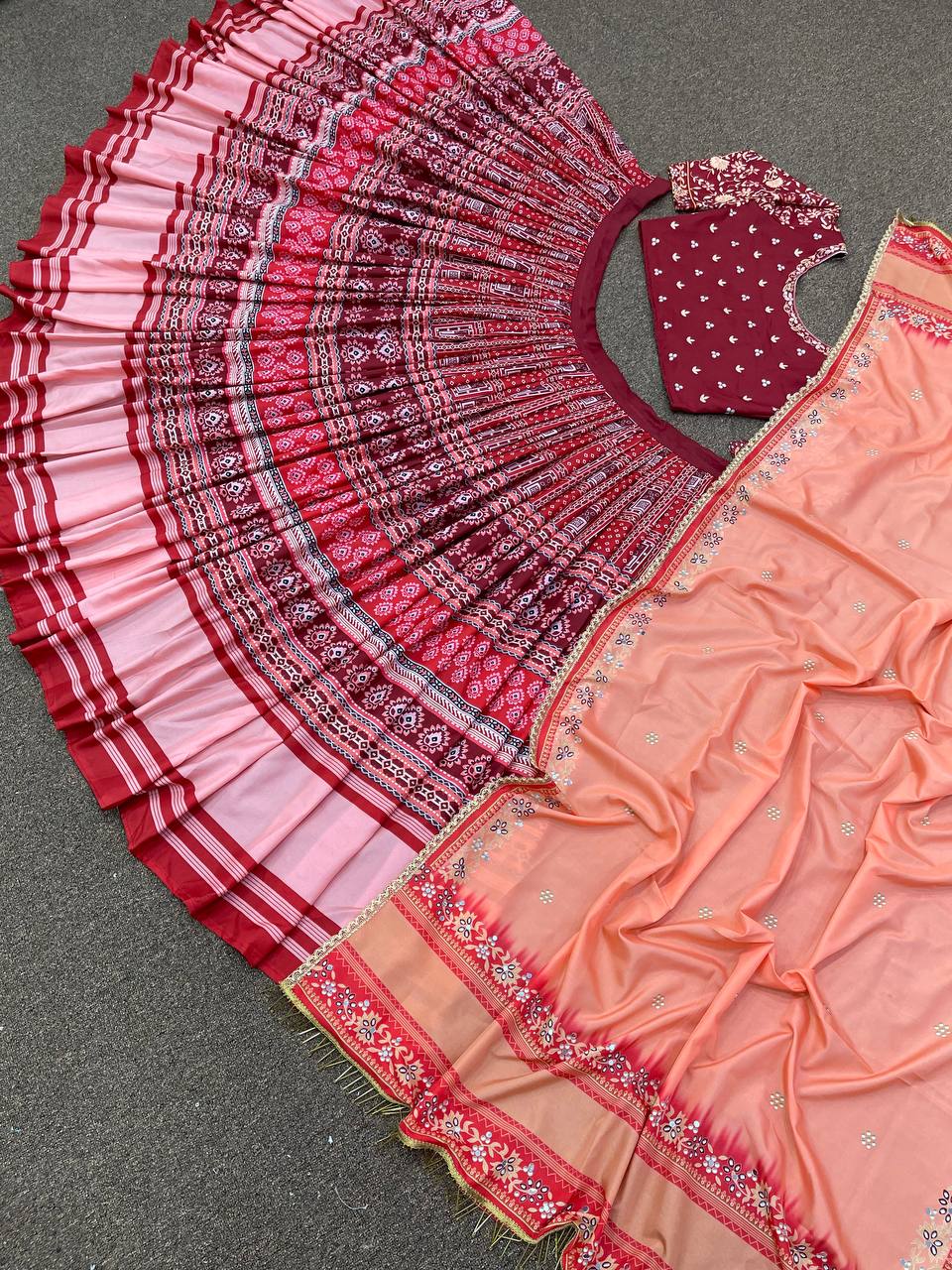 Multi Lehenga Choli In Butter Silk With Digital Print