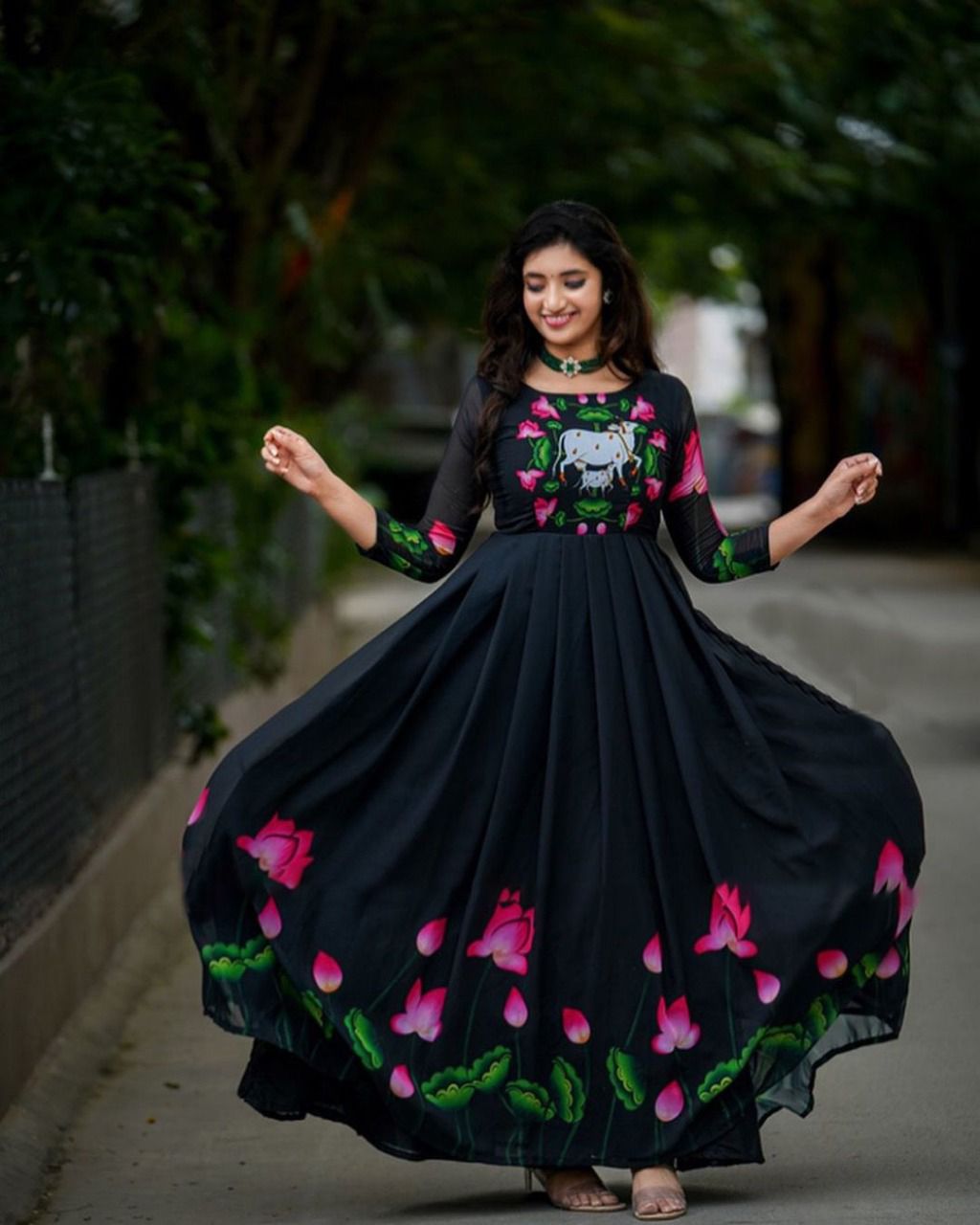 black anarkali gown with golden solid printed anarkali gown indian fashions  dress'es for girls and