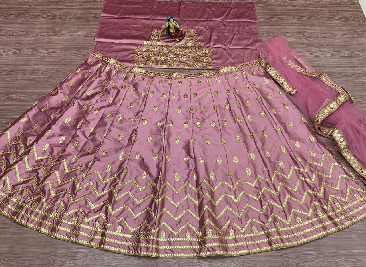 Purple Lehenga Choli In Malai Satin Silk With Embroidery Work